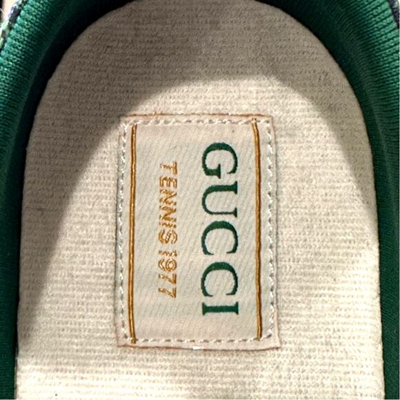 GUCCI NEW Women's US Size 10 Tennis 1977 GG Logo Green Canvas Low-Top Sneakers - Picture 7 of 12